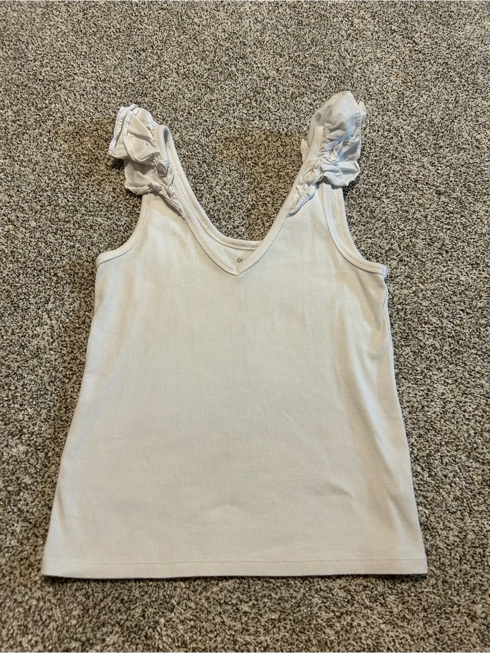 White Ruffle Sleeve Tank Top M